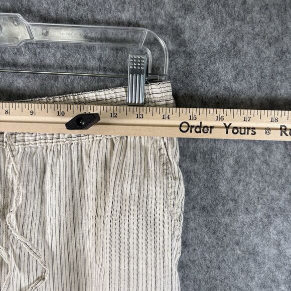 H&M 100% Linen Womens Small Straight Leg Comfort Pull On Stripe Trouser Pants - Picture 2 of 8